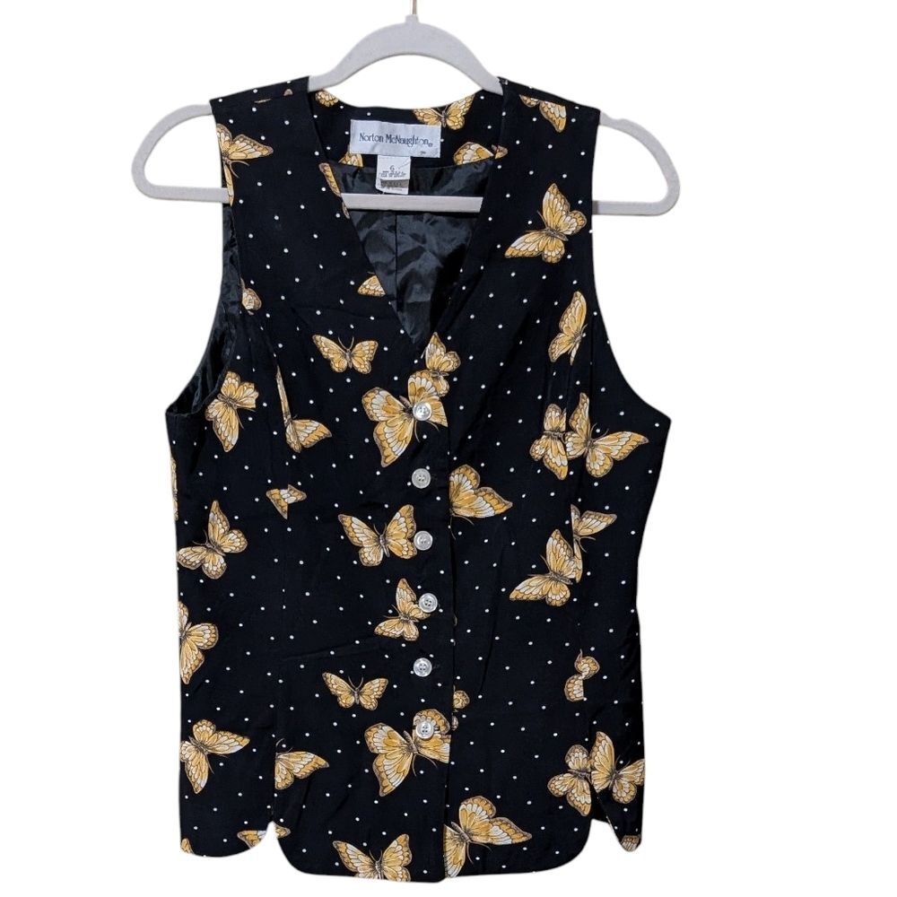Vintage Norton McNaughton 90's butterfly vest size 6 USA novelty whimsical